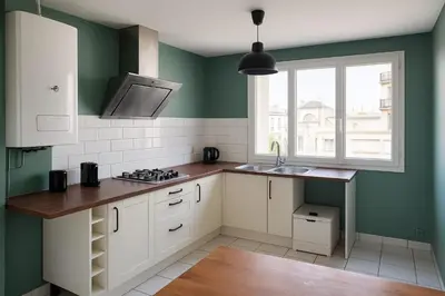 Cuisine ou kitchenette dans l'établissement Appartement spacieux de 92m2