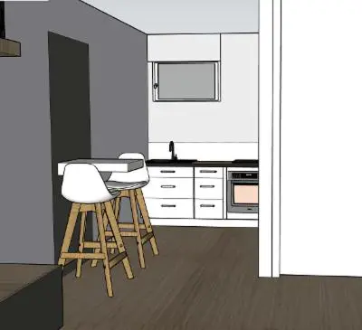 Cuisine ou kitchenette dans l'établissement Envol du Phénix - studio neuf - Ancrage indépendant Rez de jardin