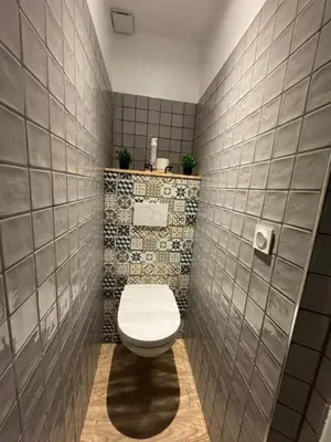 Salle de bains dans l'établissement Gîte dans un moulin avec terrasse