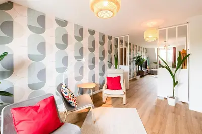 Coin salon dans l'établissement Albert I Chambre privée dans Coliving